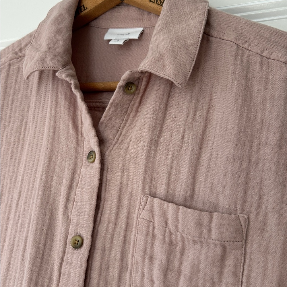 Pure Jill/J Jill Double Cloth Fawn Pink Blouse Oversize XS Petite w MEASUREMENTS